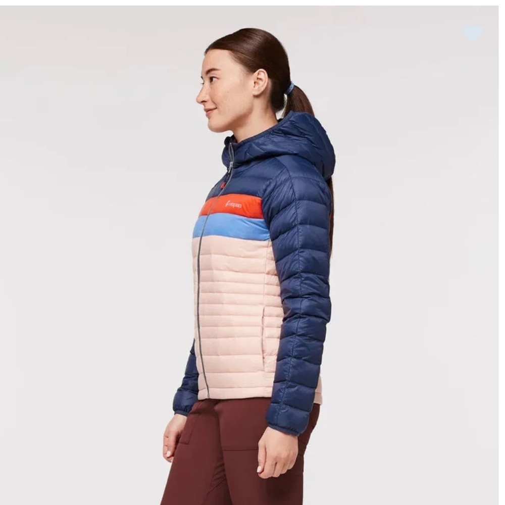 Cotopaxi Women's XL Fuego Hooded Down Jacket Ink Rosewood Pink Blue NWT - Picture 10 of 12